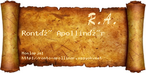 Rontó Apollinár névjegykártya